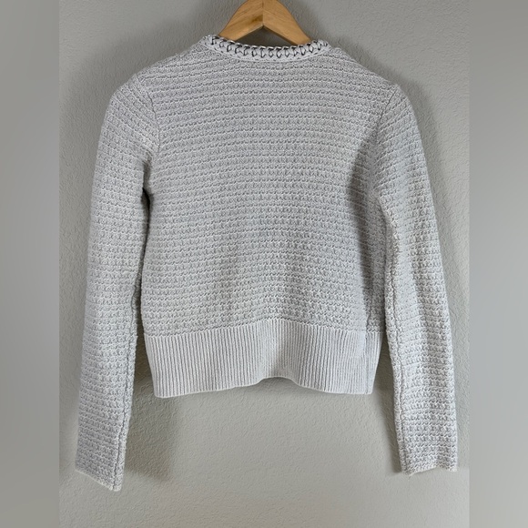 Elie Tahari Open Cardigan Silver Chain Link Trim Silver Metallic Threads XS - Picture 7 of 11